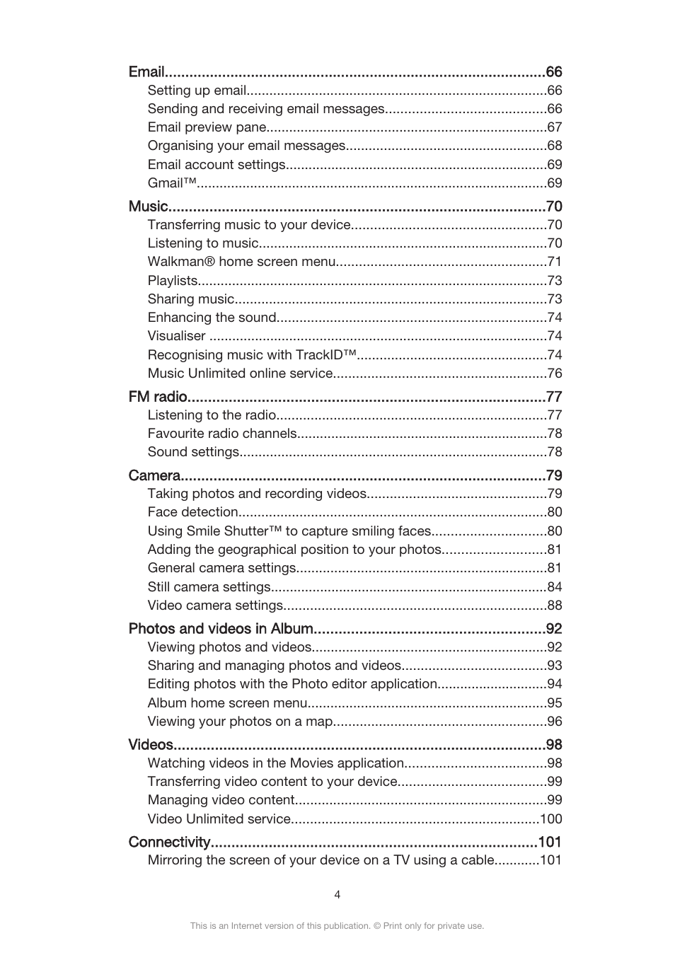 Sony Xperia Z3 Compact User Manual | Page 4 / 133