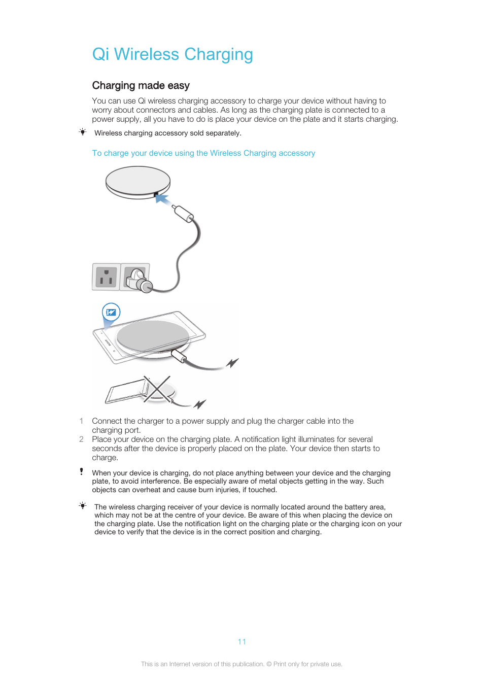 Qi wireless charging, Charging made easy | Sony XPERIA Z3v User Manual | Page 11 / 116