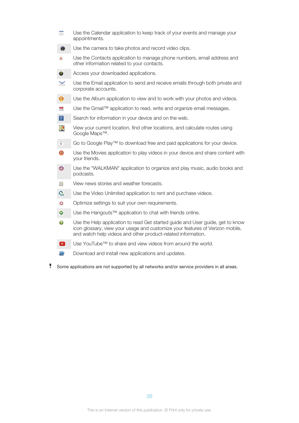 Sony XPERIA Z3v User Manual | Page 26 / 116