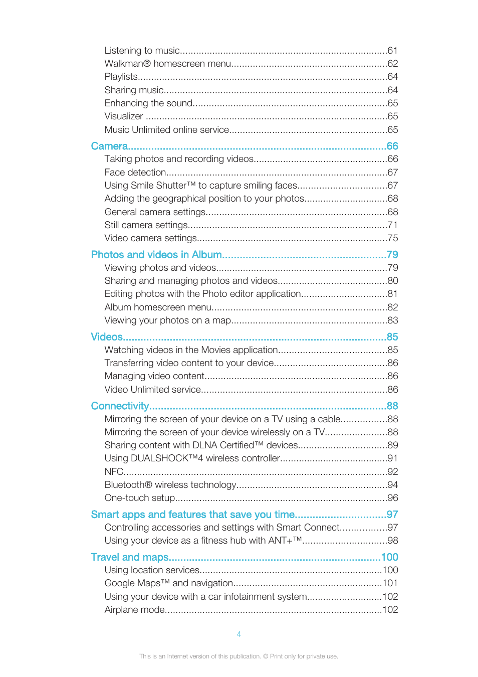 Sony XPERIA Z3v User Manual | Page 4 / 116