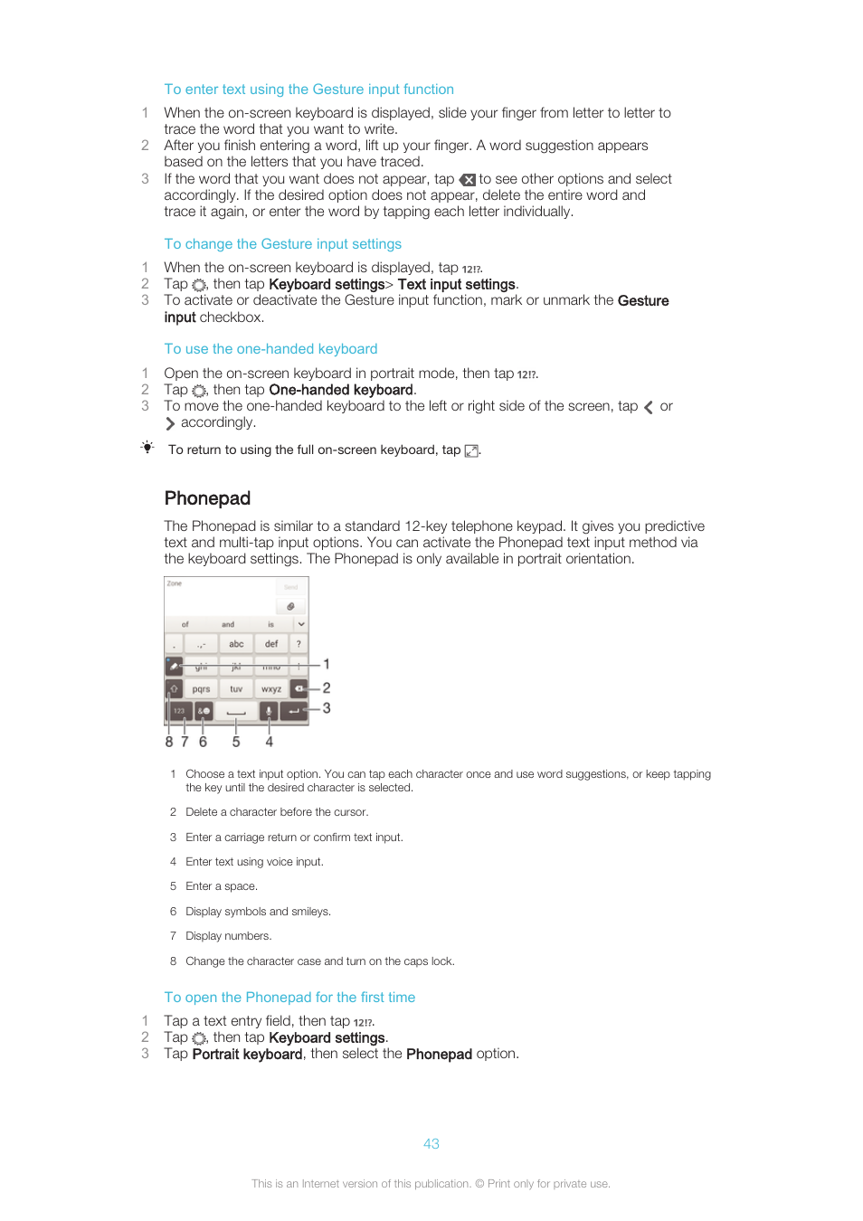 Phonepad | Sony XPERIA Z3v User Manual | Page 43 / 116