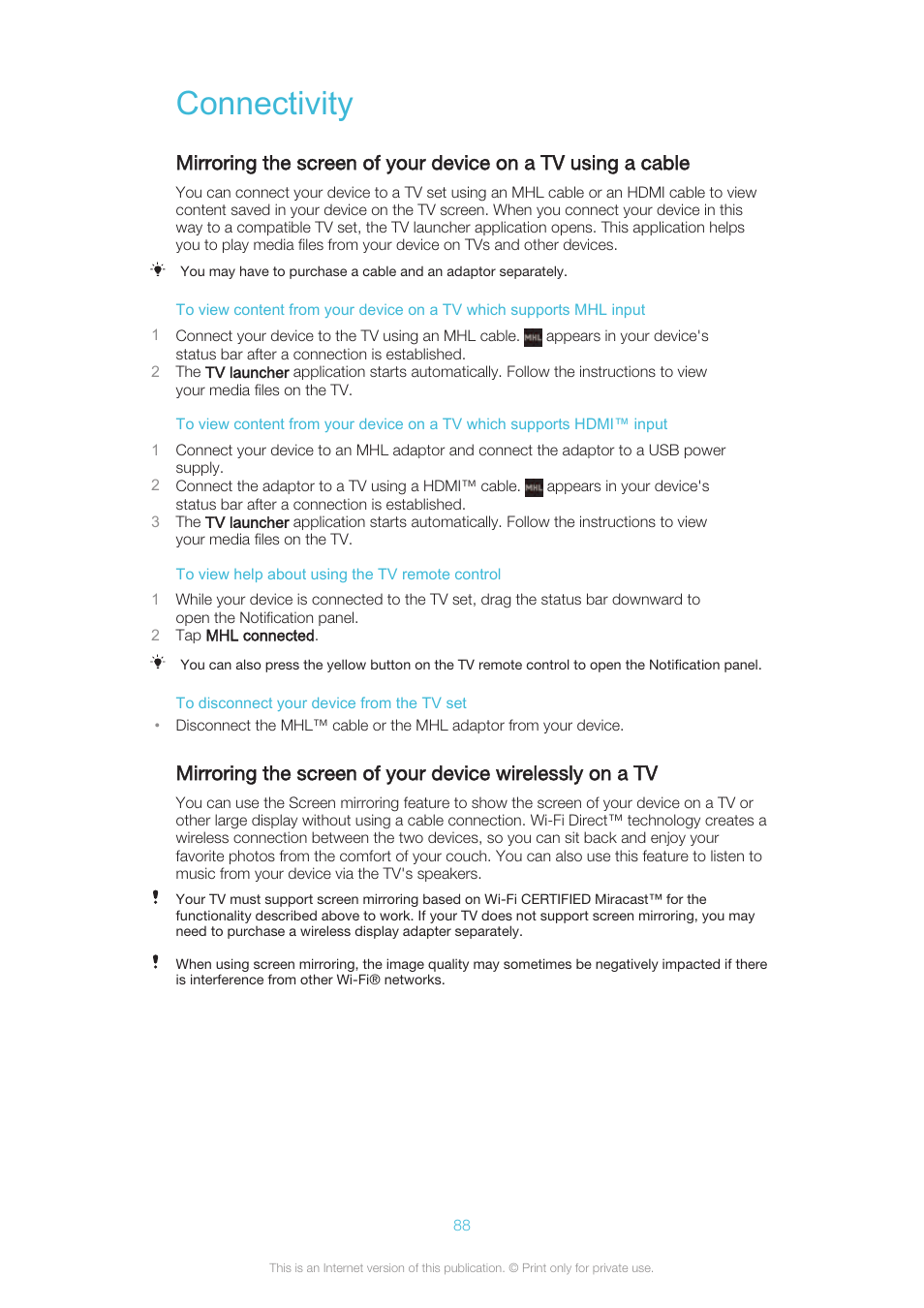 Connectivity | Sony XPERIA Z3v User Manual | Page 88 / 116