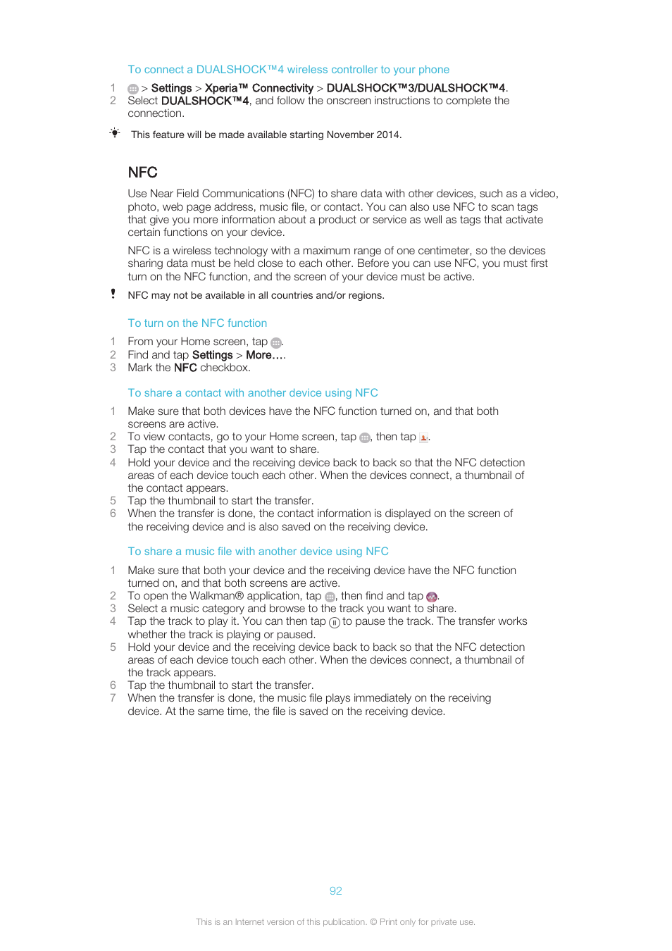 Sony XPERIA Z3v User Manual | Page 92 / 116