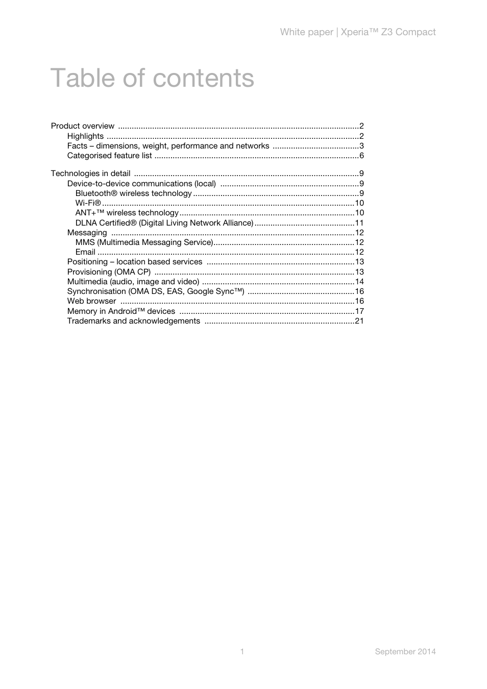 Sony Xperia Z3 Compact User Manual | Page 3 / 24