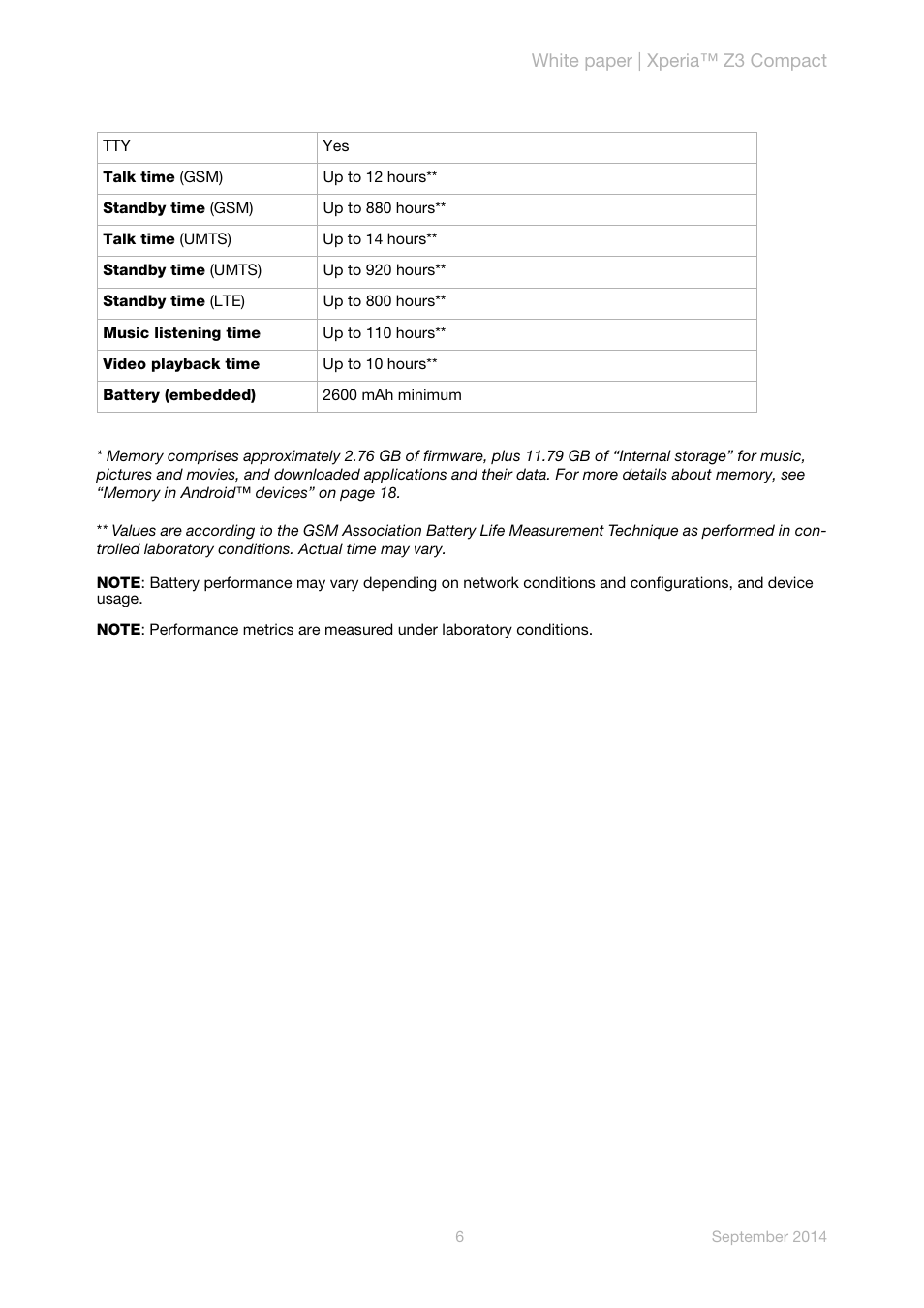 White paper | xperia™ z3 compact | Sony Xperia Z3 Compact User Manual | Page 8 / 24