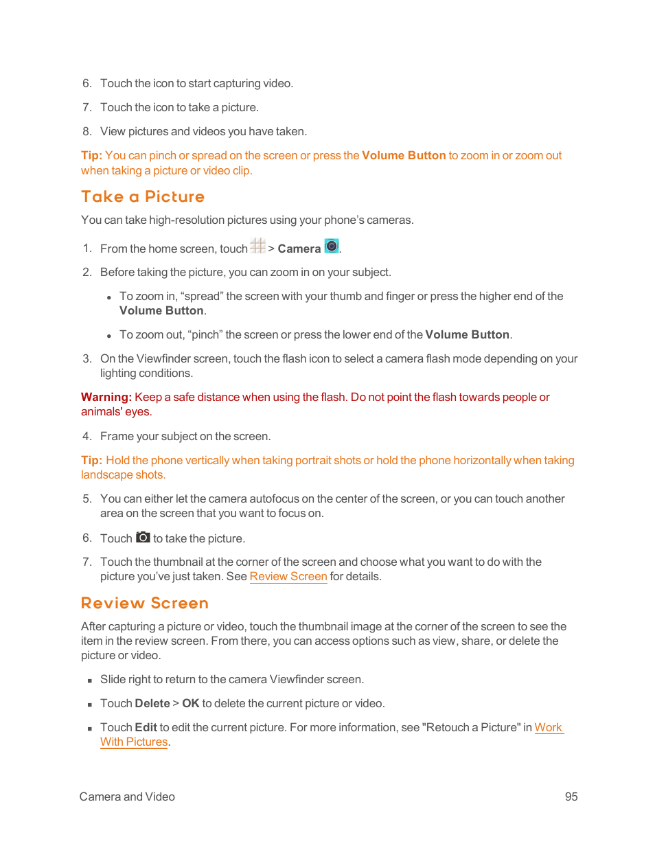Take a picture, Review screen | ZTE Speed User Manual | Page 105 / 162