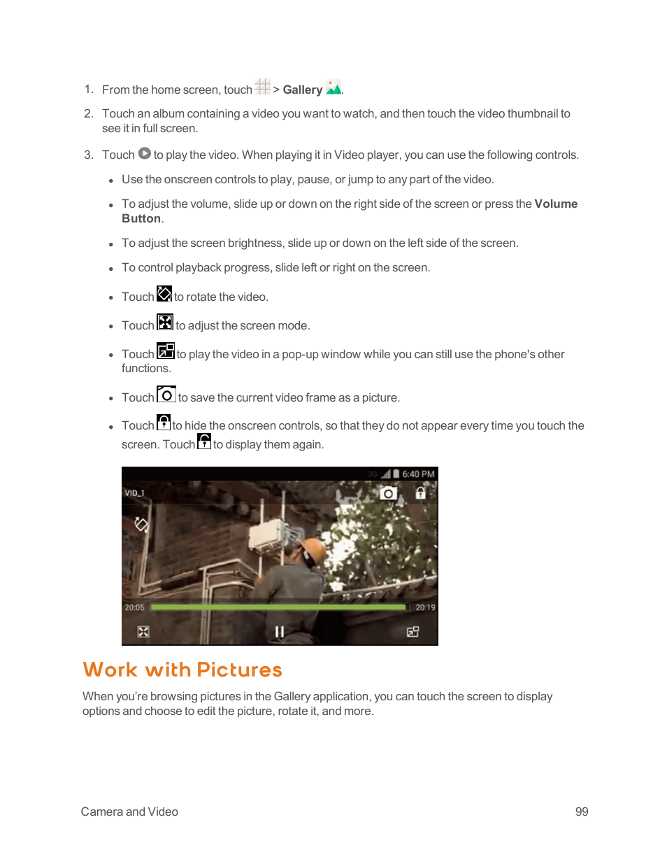 Work with pictures, Work, With pictures | ZTE Speed User Manual | Page 109 / 162