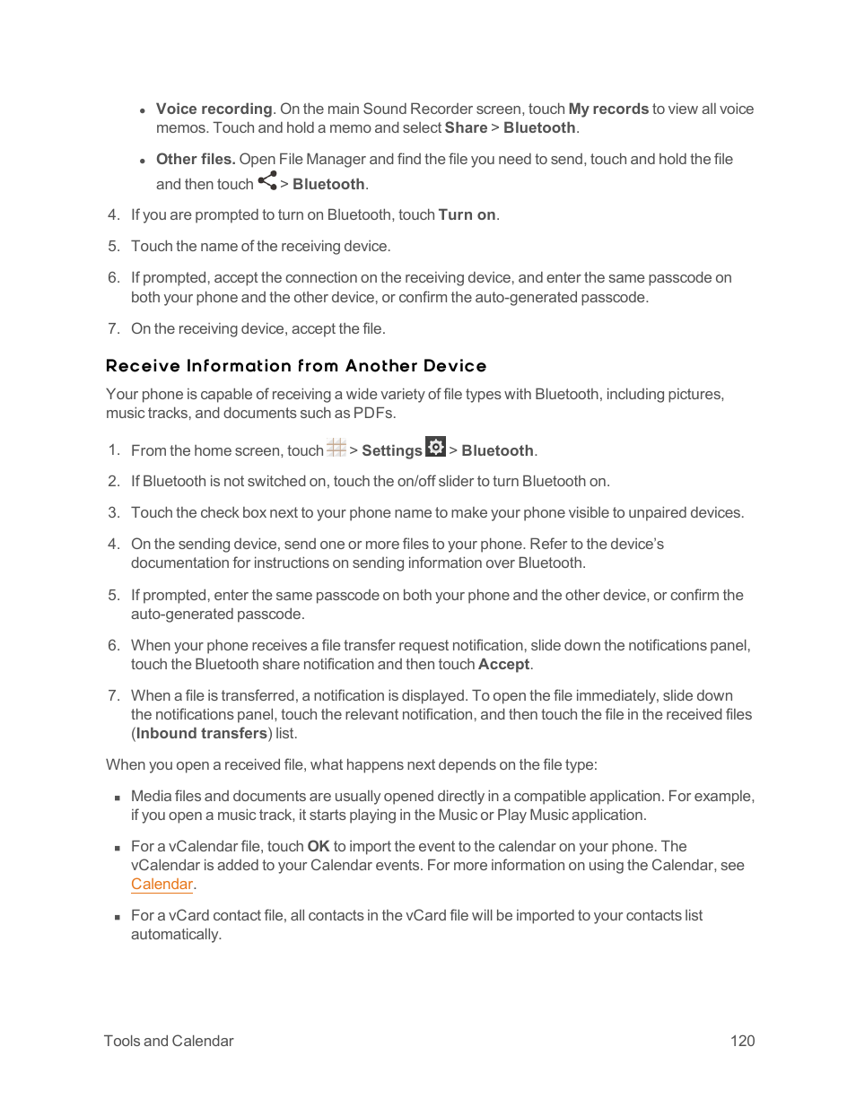 Receive information from another device | ZTE Speed User Manual | Page 130 / 162