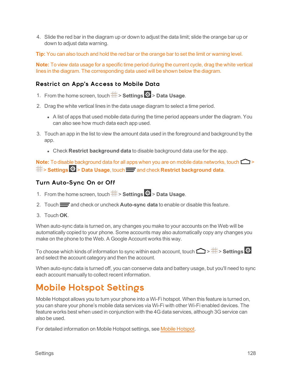 Mobile hotspot settings | ZTE Speed User Manual | Page 138 / 162