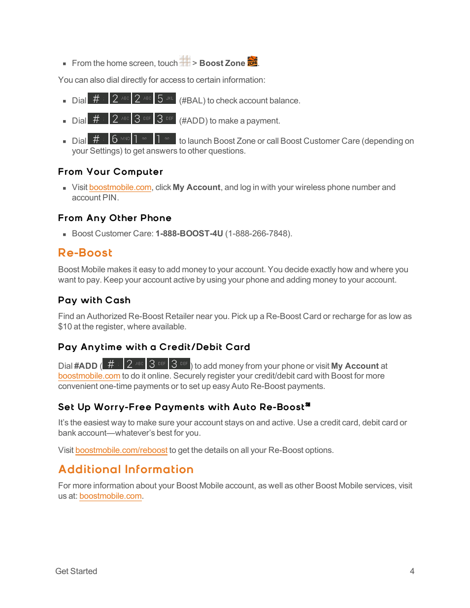 Re-boost, Additional information | ZTE Speed User Manual | Page 14 / 162