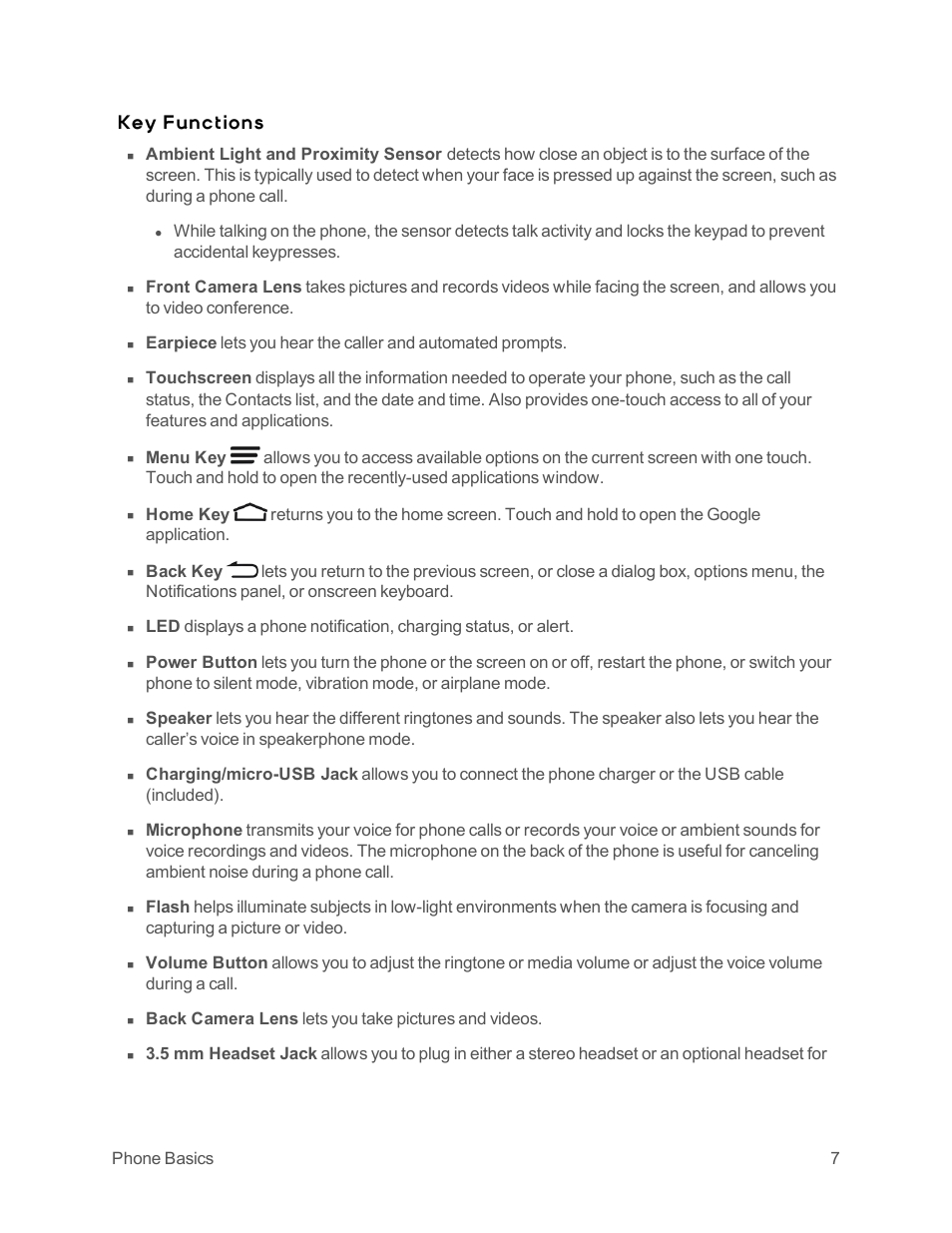 Key functions | ZTE Speed User Manual | Page 17 / 162