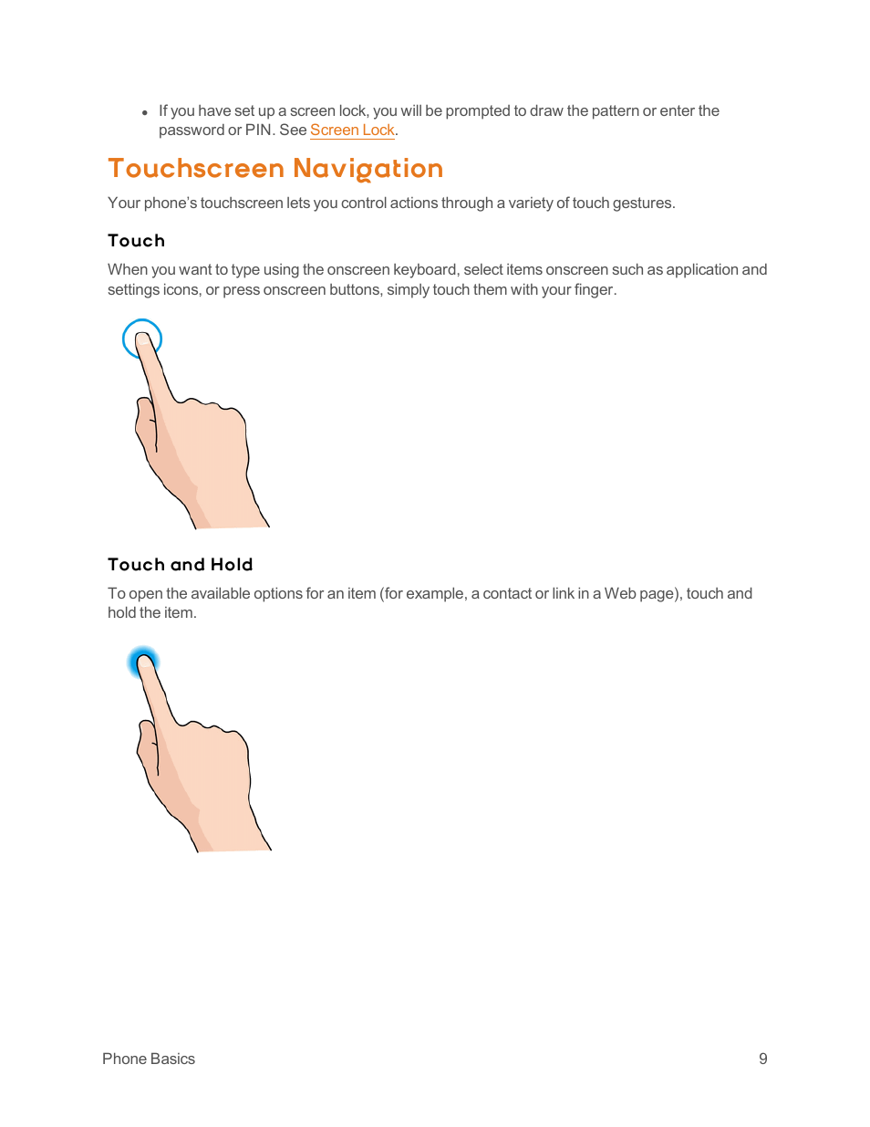 Touchscreen navigation | ZTE Speed User Manual | Page 19 / 162