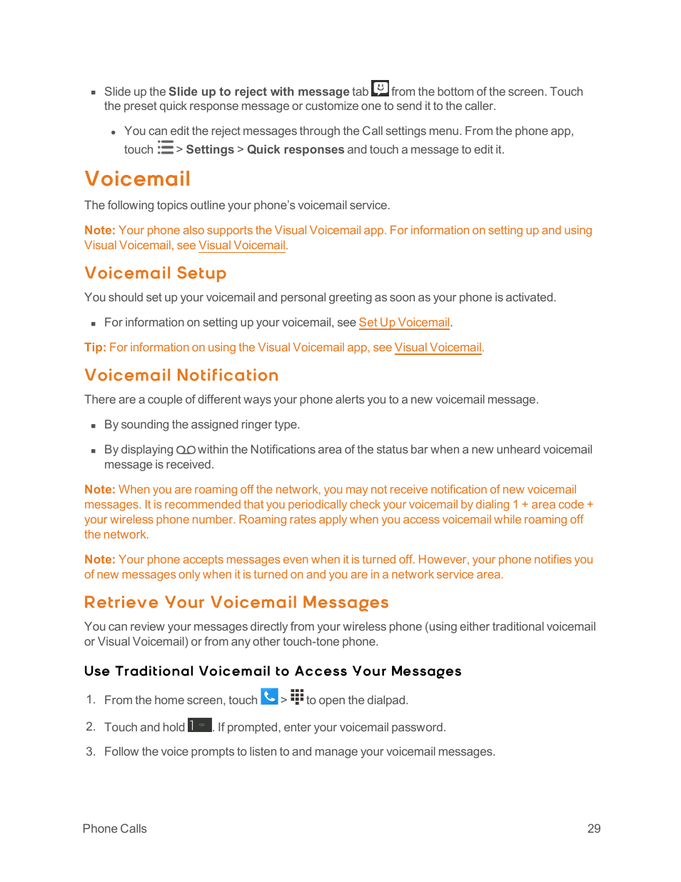 Voicemail, Voicemail setup, Voicemail notification | Retrieve your voicemail messages | ZTE Speed User Manual | Page 39 / 162