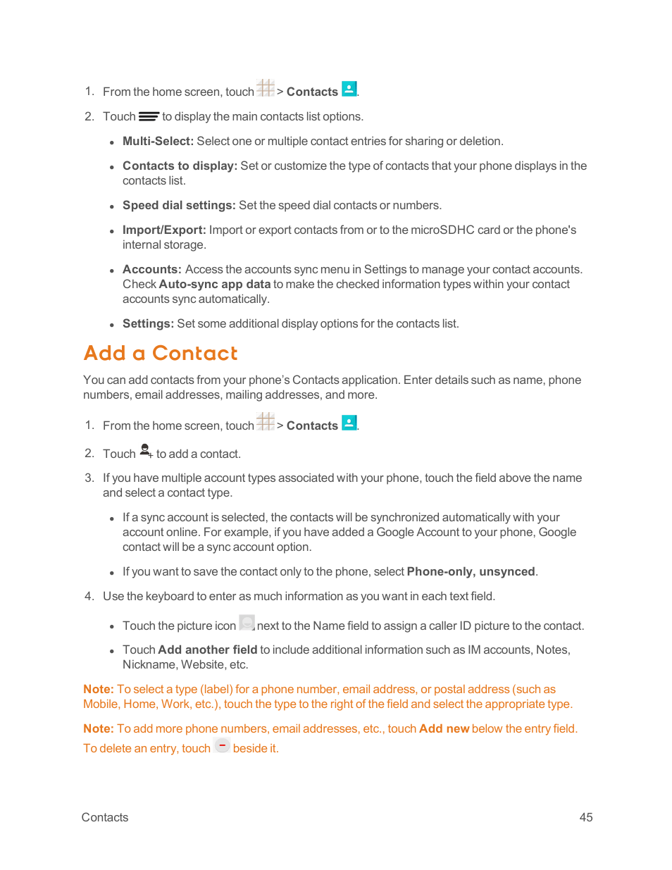 Add a contact | ZTE Speed User Manual | Page 55 / 162