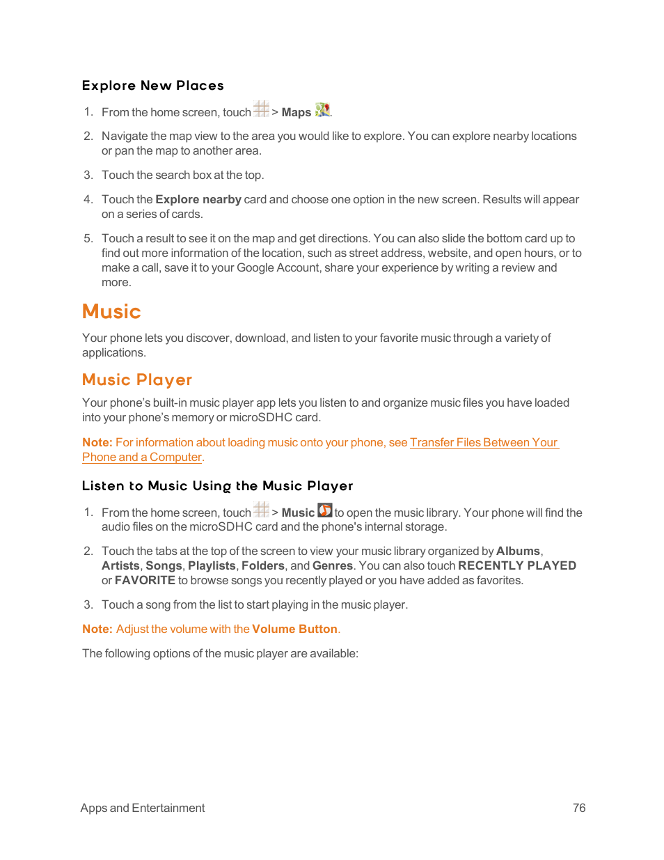 Music, Music player | ZTE Speed User Manual | Page 86 / 162