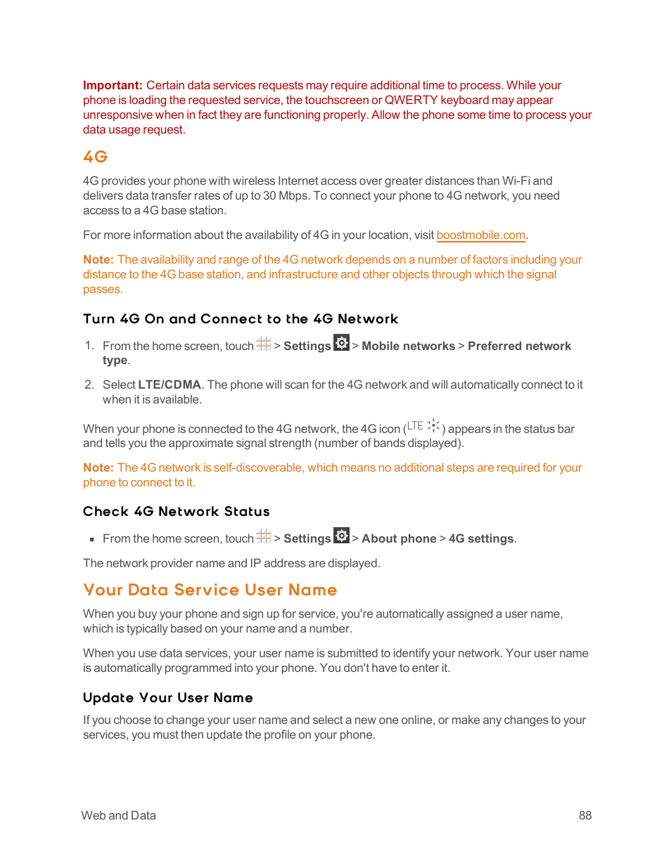 Your data service user name | ZTE Speed User Manual | Page 98 / 162