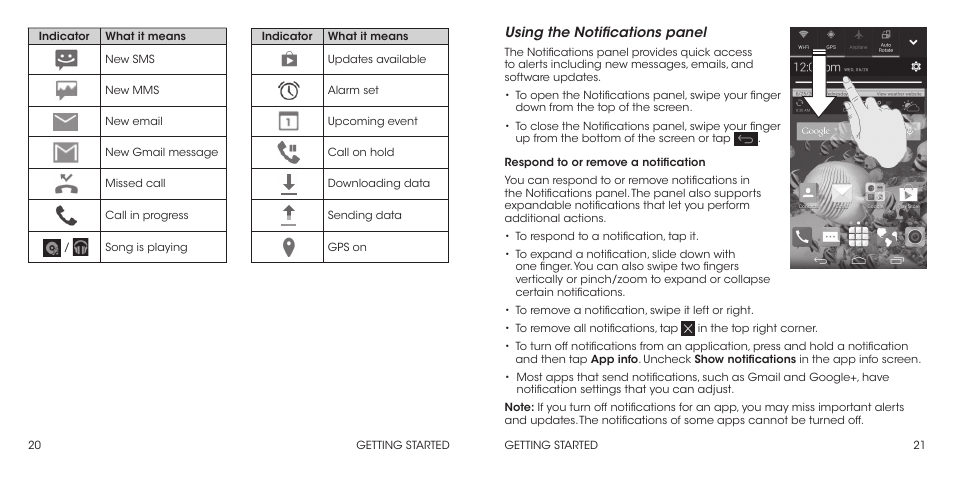 Using the notifications panel | ZTE Grand X Max+ User Manual | Page 12 / 60