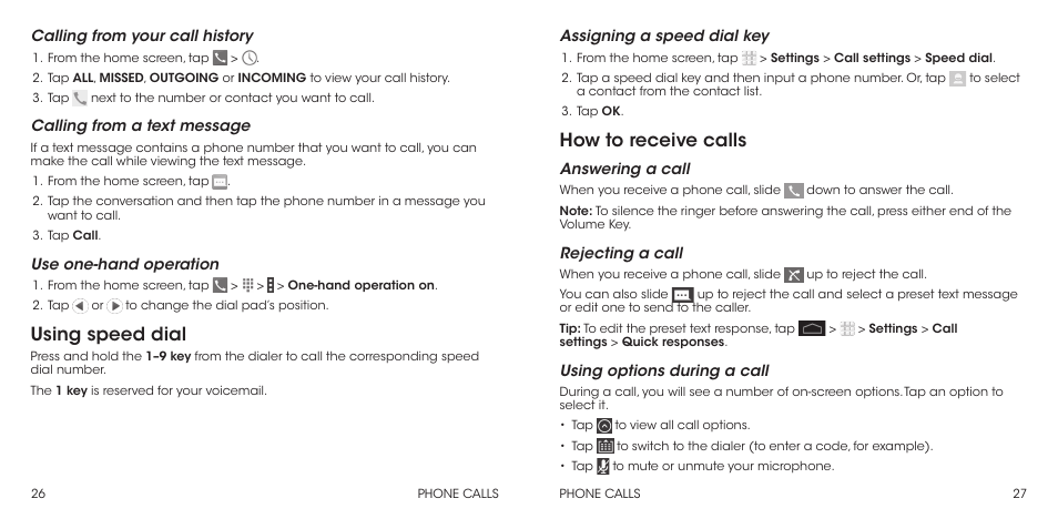 Using speed dial, How to receive calls | ZTE Grand X Max+ User Manual | Page 15 / 60
