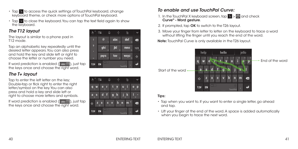 The t12 layout, The t+ layout | ZTE Grand X Max+ User Manual | Page 22 / 60