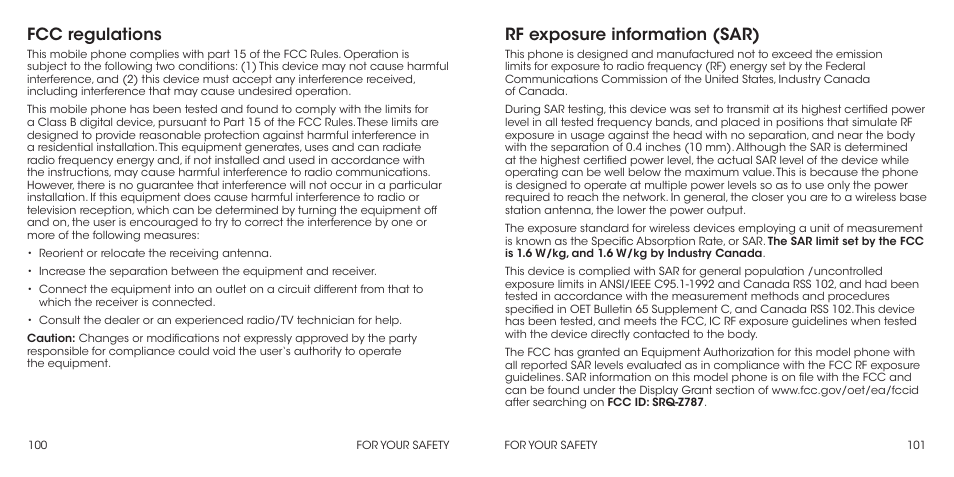 Fcc regulations, Rf exposure information (sar) | ZTE Grand X Max+ User Manual | Page 52 / 60