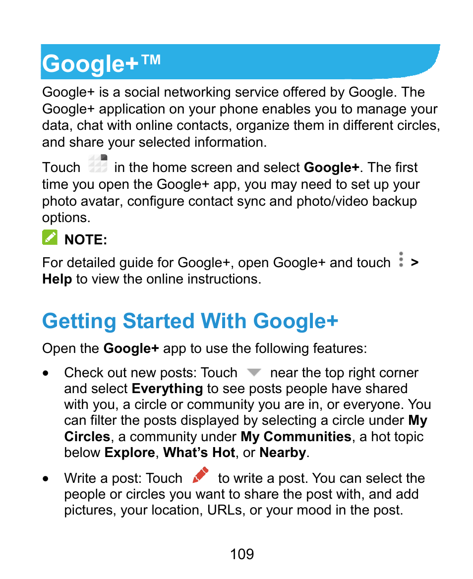 Google, Getting started with google | ZTE Grand X Plus User Manual | Page 109 / 184
