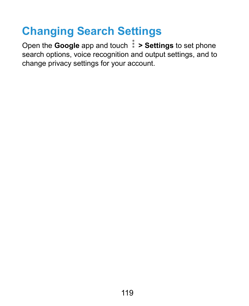 Changing search settings | ZTE Grand X Plus User Manual | Page 119 / 184