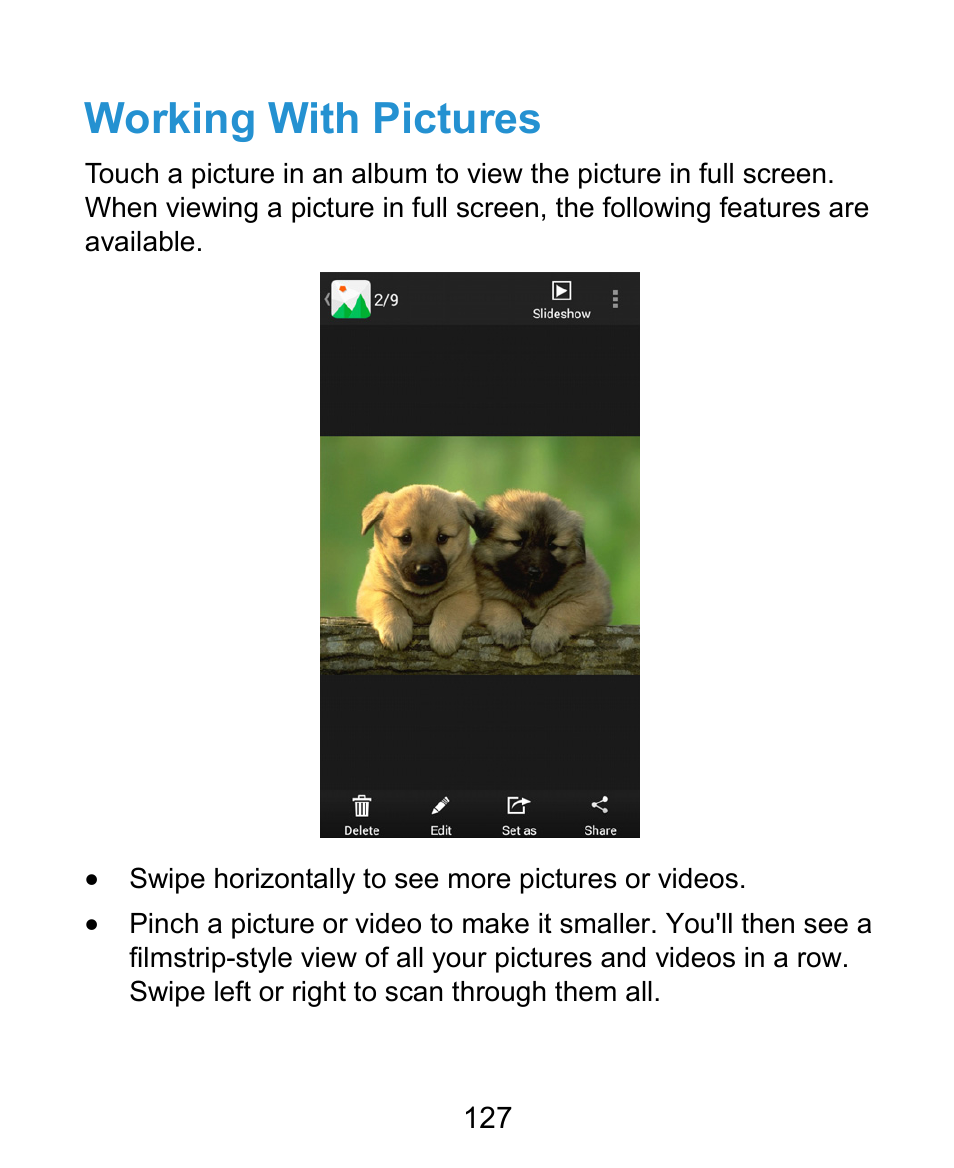 Working with pictures | ZTE Grand X Plus User Manual | Page 127 / 184