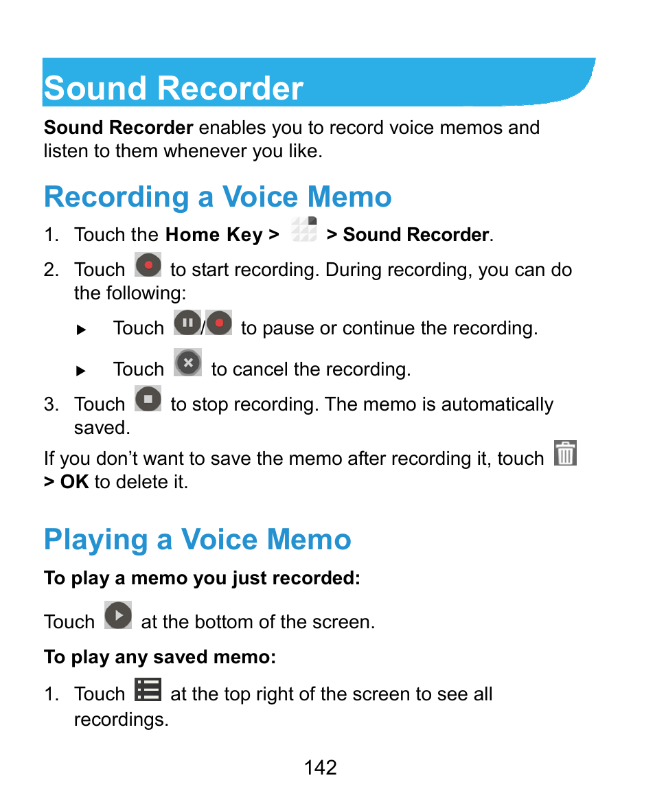 Sound recorder | ZTE Grand X Plus User Manual | Page 142 / 184