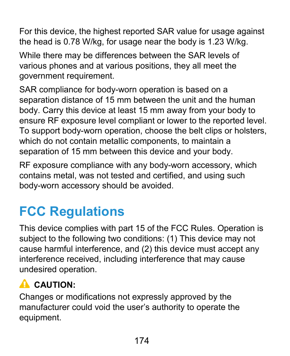 Fcc regulations | ZTE Grand X Plus User Manual | Page 174 / 184