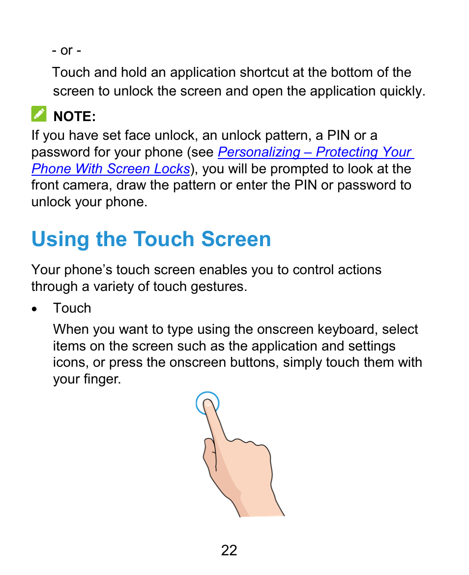 Using the touch screen | ZTE Grand X Plus User Manual | Page 22 / 184