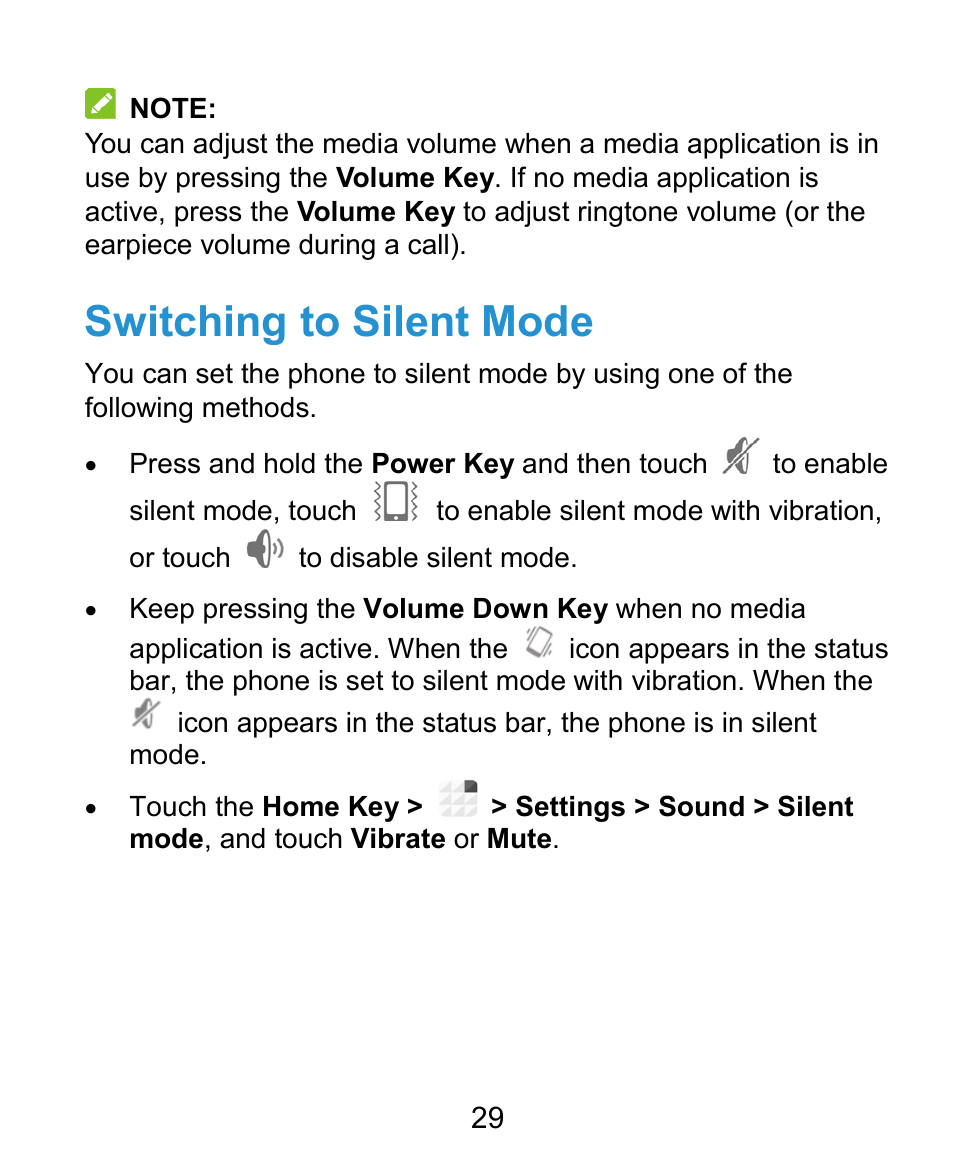 Switching to silent mode | ZTE Grand X Plus User Manual | Page 29 / 184