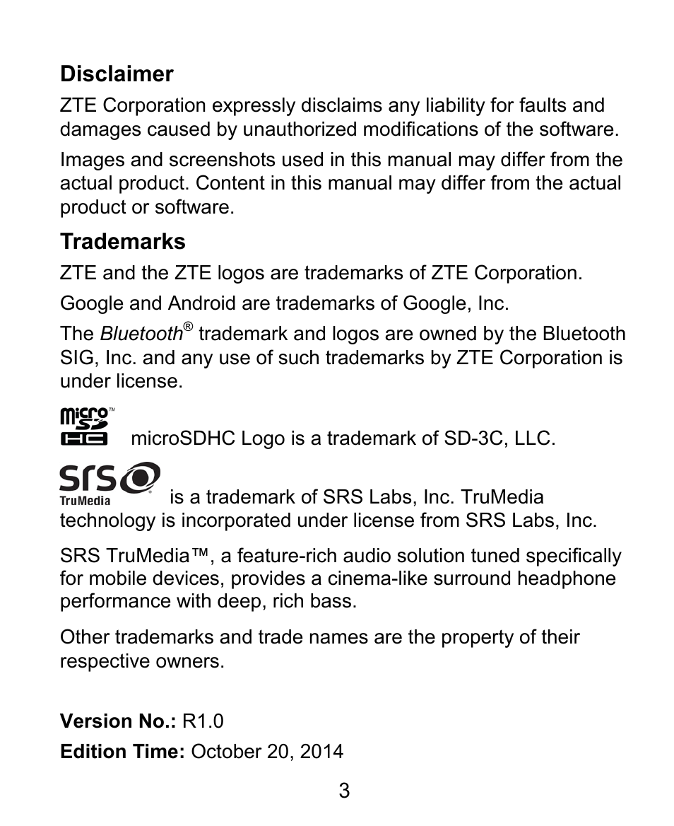 ZTE Grand X Plus User Manual | Page 3 / 184