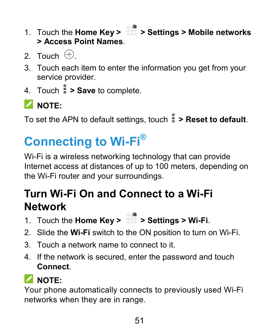 Connecting to wi-fi, Turn wi-fi on and connect to a wi-fi network | ZTE Grand X Plus User Manual | Page 51 / 184