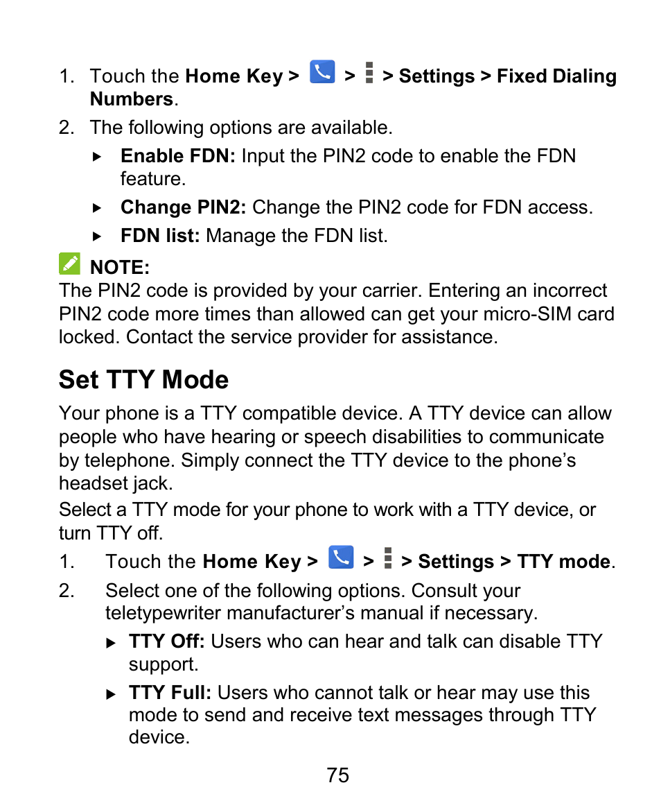 Set tty mode | ZTE Grand X Plus User Manual | Page 75 / 184