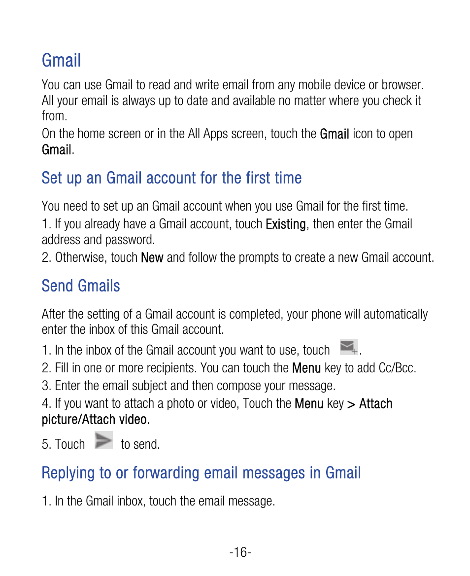 Gmail | ZTE Grand X User Manual | Page 20 / 37