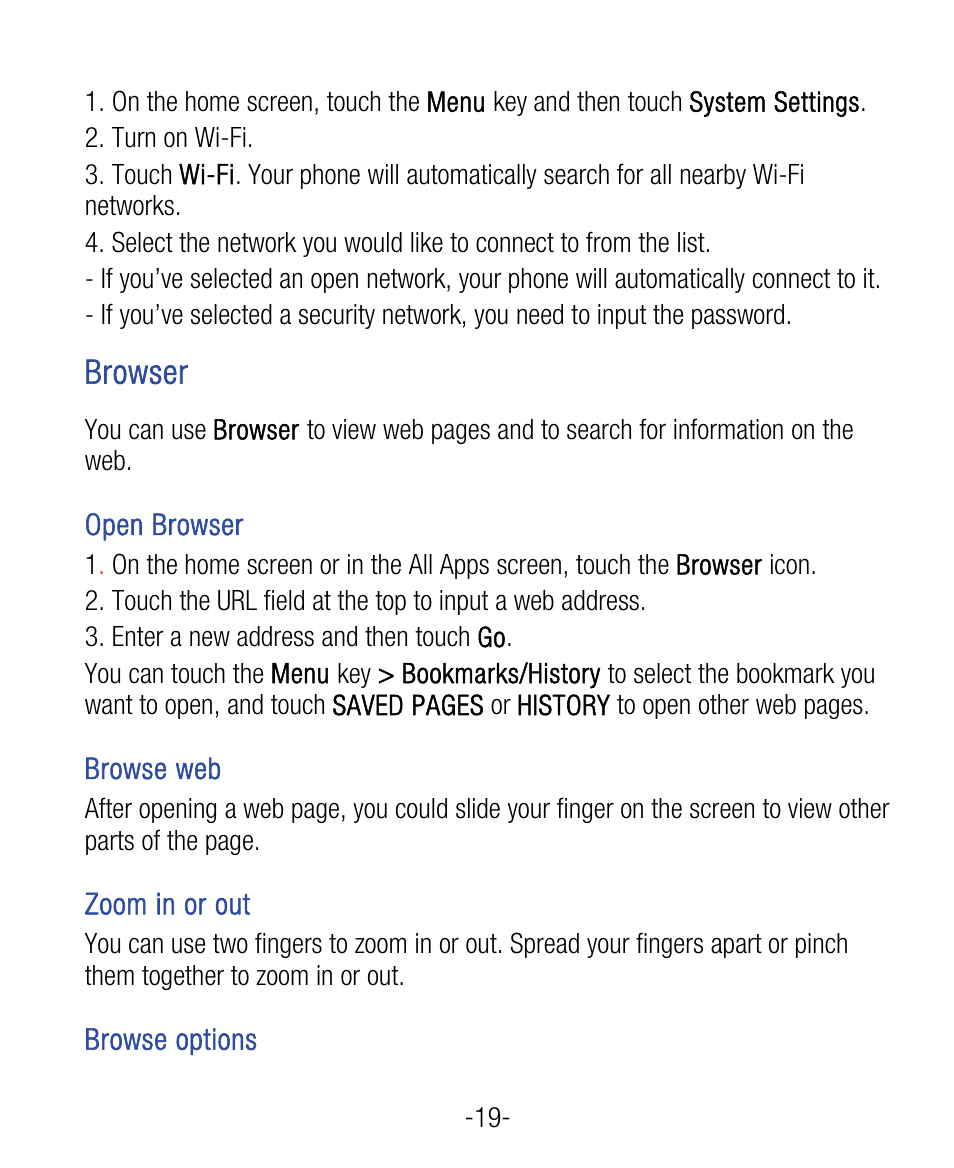 Browser | ZTE Grand X User Manual | Page 23 / 37