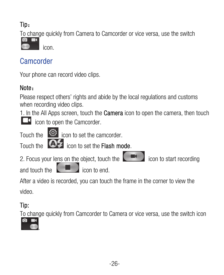 Camcorder | ZTE Grand X User Manual | Page 30 / 37