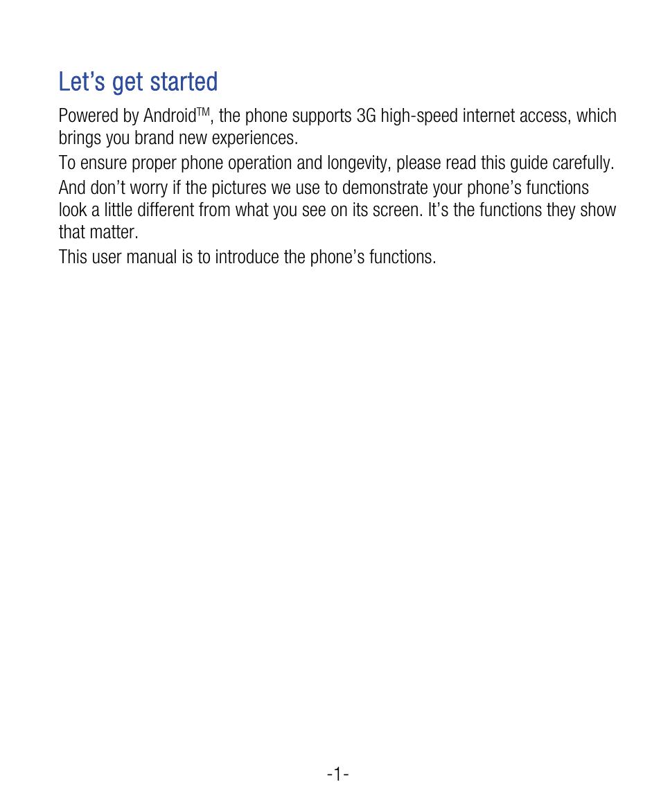 Let’s get started | ZTE Grand X User Manual | Page 5 / 37