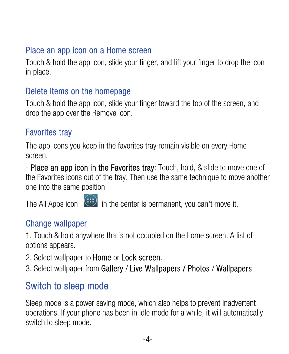 Switch to sleep mode | ZTE Grand X User Manual | Page 8 / 37