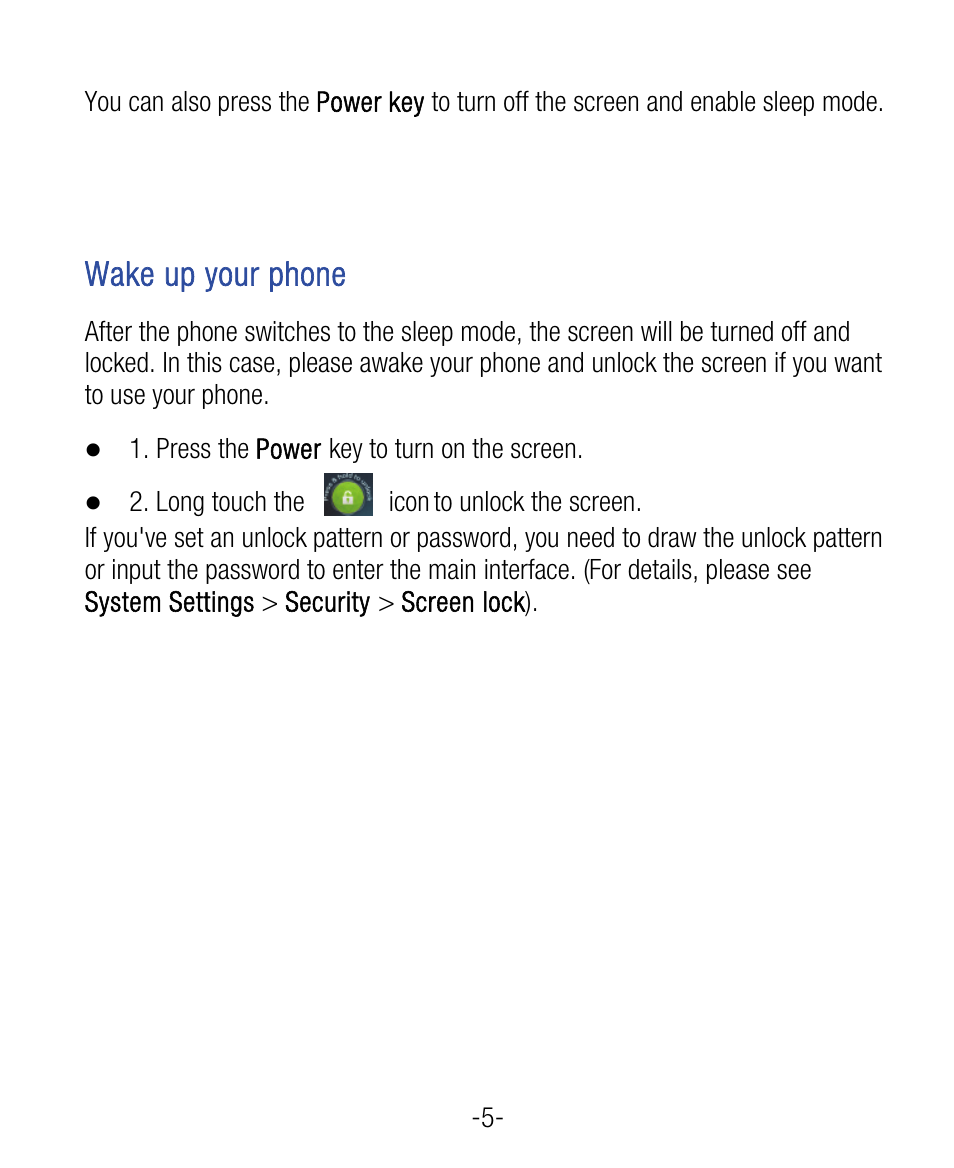 Wake up your phone | ZTE Grand X User Manual | Page 9 / 37