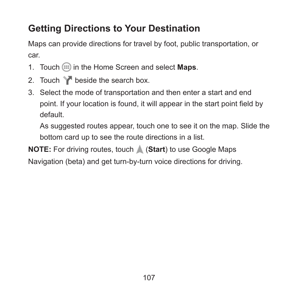Getting directions to your destination | ZTE ZMAX User Manual | Page 109 / 172