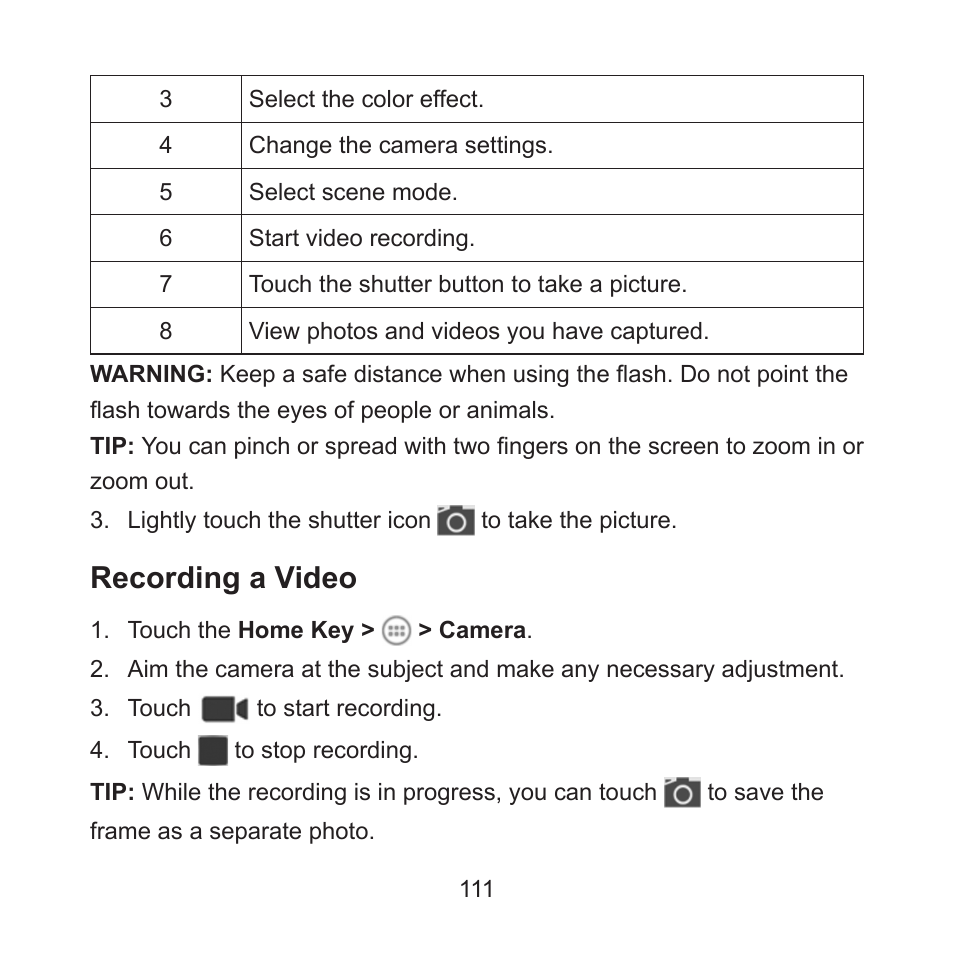 Recording a video | ZTE ZMAX User Manual | Page 113 / 172