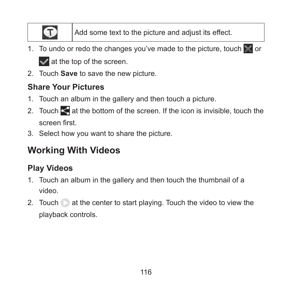 Working with videos | ZTE ZMAX User Manual | Page 118 / 172