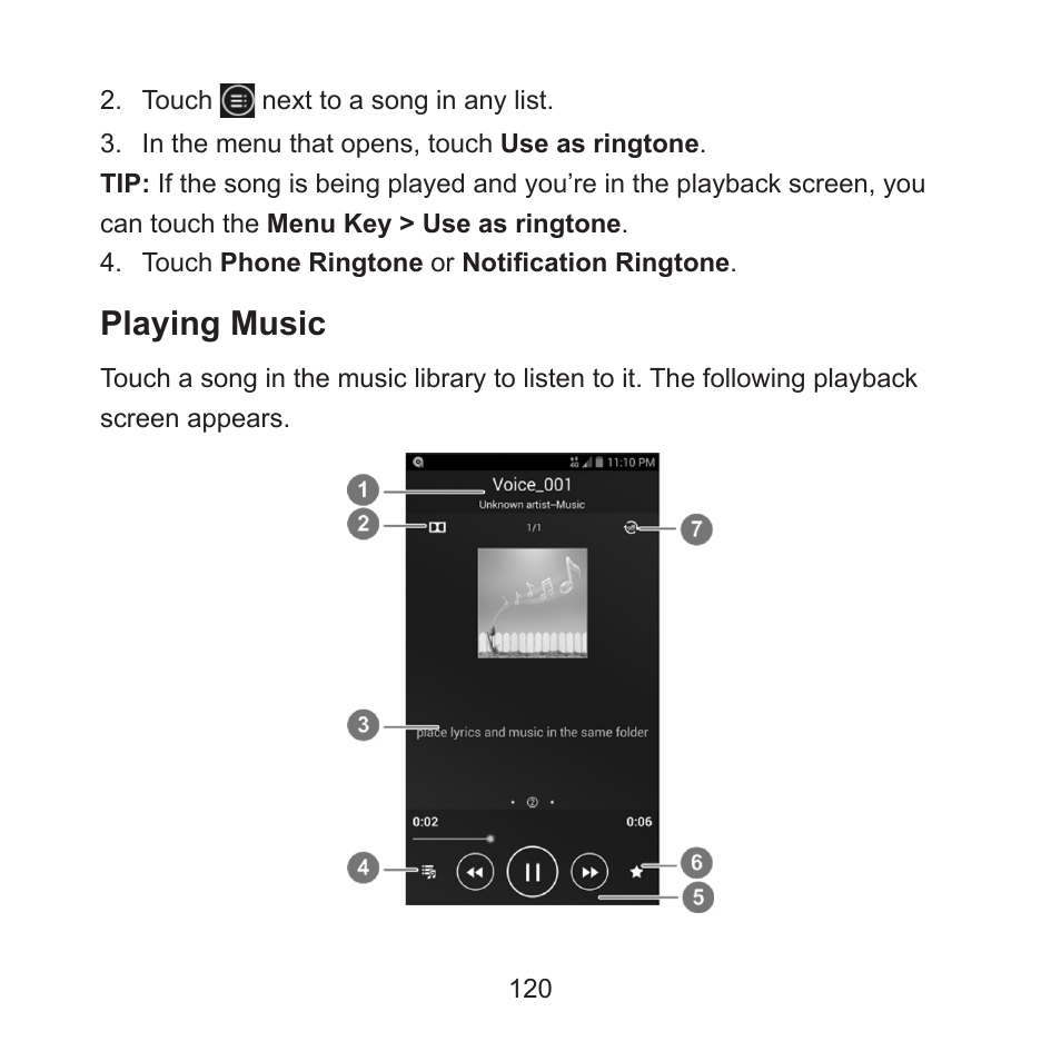 Playing music | ZTE ZMAX User Manual | Page 122 / 172