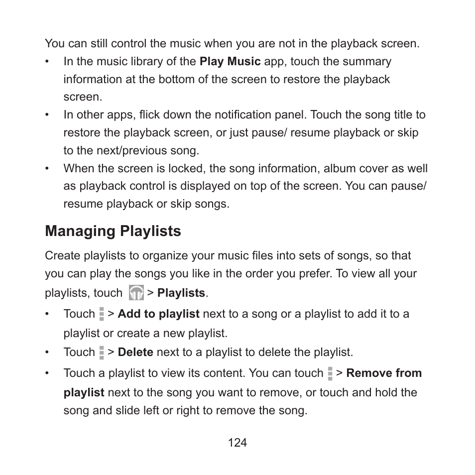 Managing playlists | ZTE ZMAX User Manual | Page 126 / 172