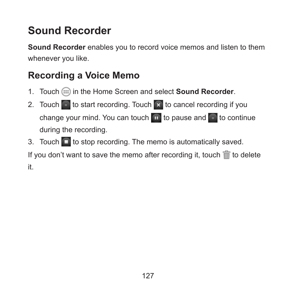 Sound recorder | ZTE ZMAX User Manual | Page 129 / 172