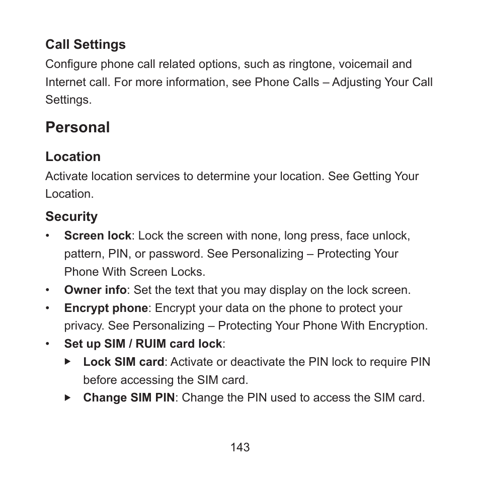 Personal | ZTE ZMAX User Manual | Page 145 / 172