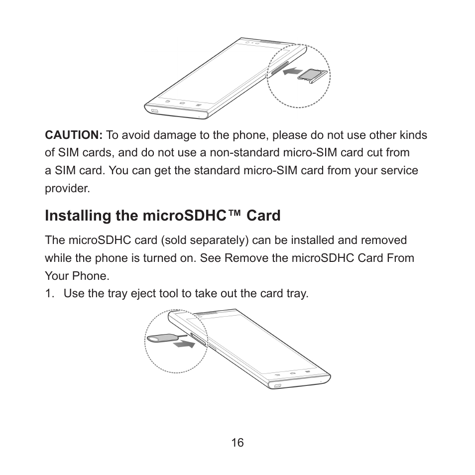 Installing the microsdhc™ card | ZTE ZMAX User Manual | Page 18 / 172
