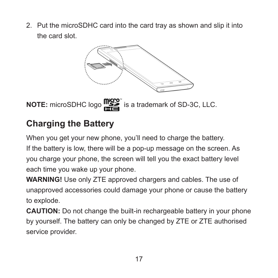 Charging the battery | ZTE ZMAX User Manual | Page 19 / 172