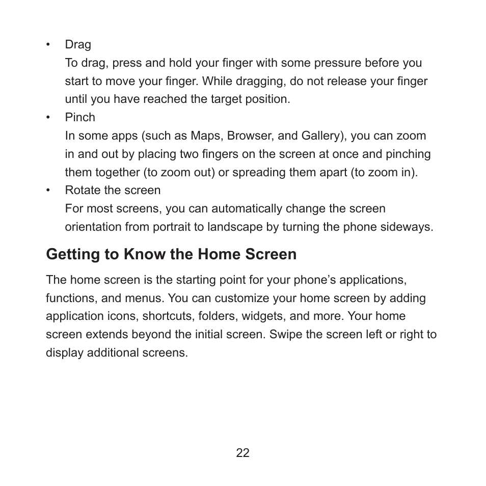 Getting to know the home screen | ZTE ZMAX User Manual | Page 24 / 172